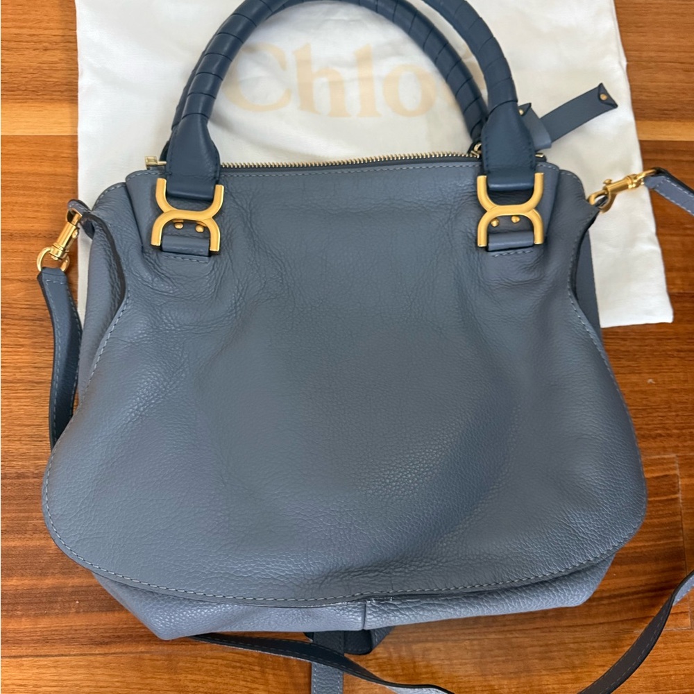 Chloe Marcie Blue/Gray Crossbody Bag with Gold Accents - Picture 2 of 7